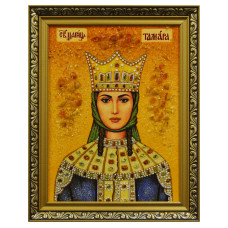 Икона из янтаря "Святая грузинская царица Тамара" 15x20