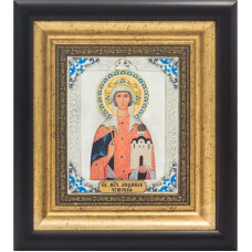 Серебряная икона "Святая мученица Людмила Чешская"