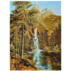 Картина из янтаря "Горный водопад" 20x30
