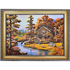 Картина из янтаря "Дом в лесу" 20x30 Картина из янтаря "Дом в лесу" 20x30
