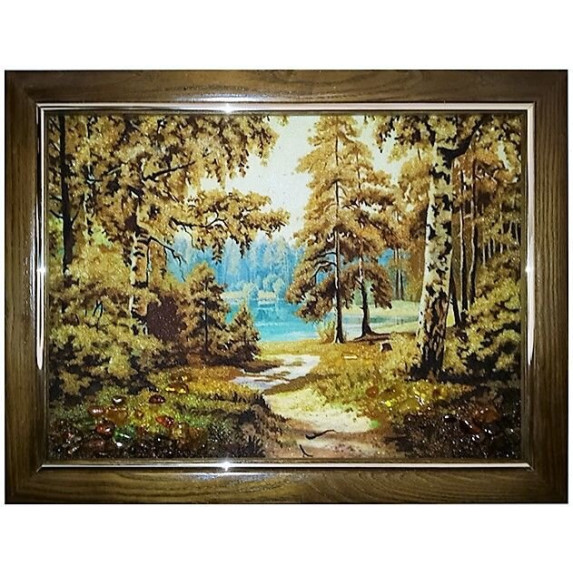 Картина из янтаря "Тропинка в лесу" 20x30