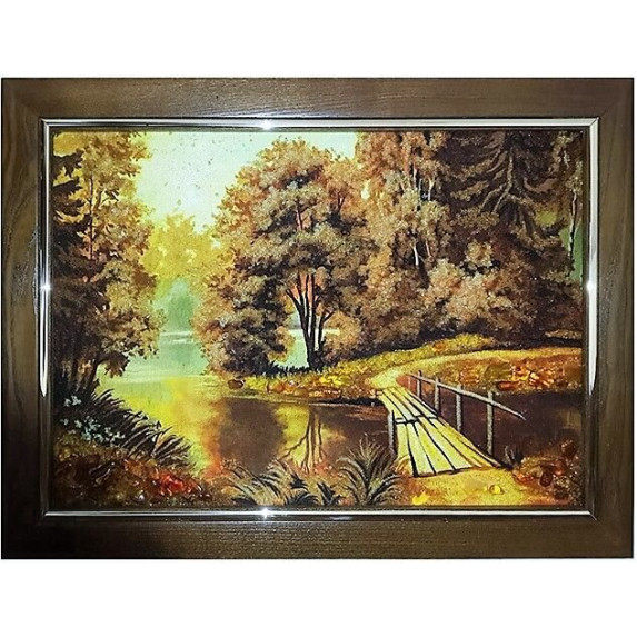 Картина из янтаря "Речка в лесу" 60x80