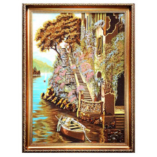 Картина из янтаря "Город на воде" 20x30