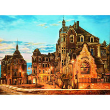 Картина из янтаря "Городской пейзаж" 20x30