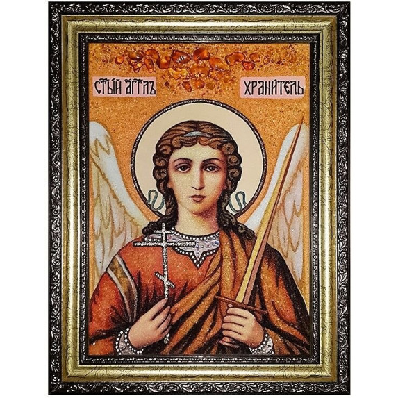Икона из янтаря Святого Ангела Хранителя 15x20