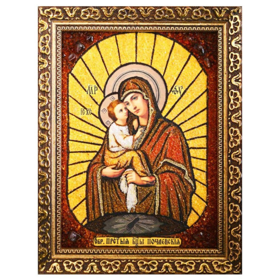 Икона из янтаря "Образ Пресвятой Богородицы Почаевская" 80x120