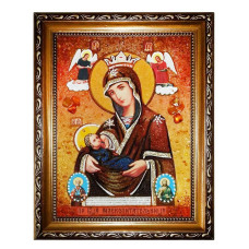 Икона из янтаря "Пресвятая Богородица Млекопитательница" 15x20 Икона из янтаря "Пресвятая Богородица Млекопитательница" 15x20