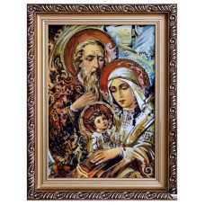 Икона из янтаря "Св. Семейство" 15x20