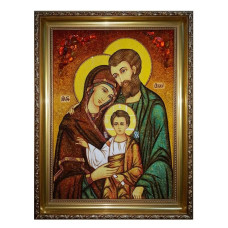 Икона из янтаря "Святое Семейство" 15x20