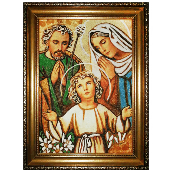 Икона из янтаря Св. Семейства 15x20