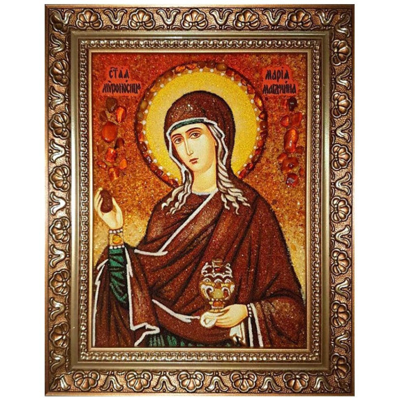 Икона "Святая Мария Магдалина" из янтаря 60x80 Икона "Святая Мария Магдалина" из янтаря 60x80