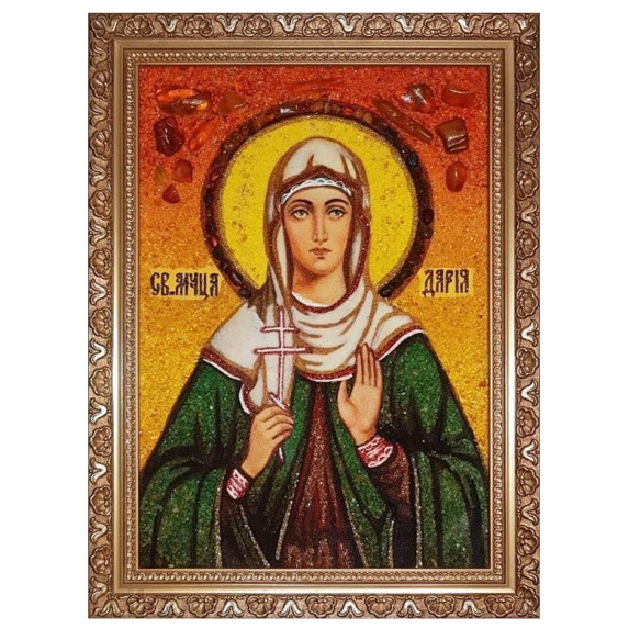 Икона из янтаря "Святая мученица Дарья" 40x60