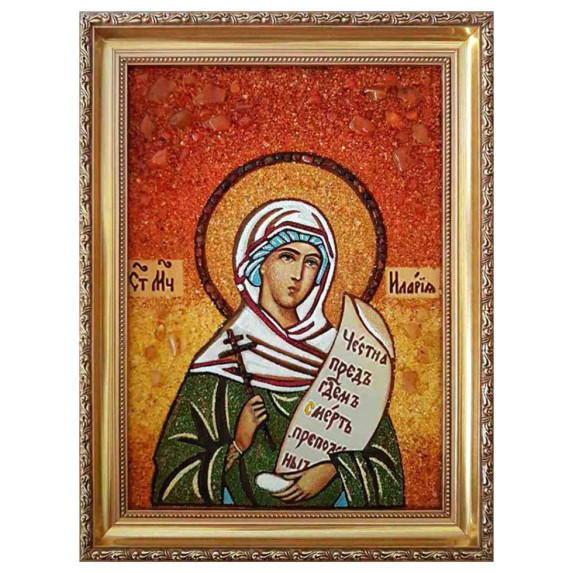 Икона из янтаря "Святая мученица Илария" 40x60