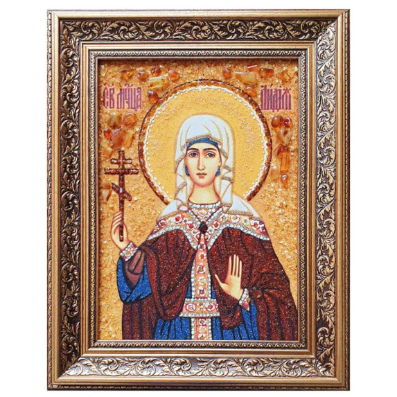 Икона из янтаря "Святая Лидия" 15x20