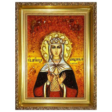 Икона из янтаря "Святая мученица Людмила Чешская" 15x20 Икона из янтаря "Святая мученица Людмила Чешская" 15x20