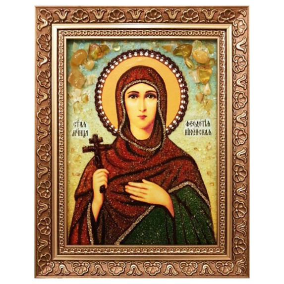 Икона из янтаря "Святая мученица Феодотия Никейская" 60x80