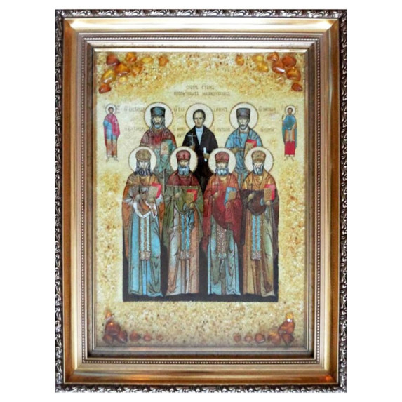 Икона из янтаря "Собор семи мучеников Маккавеев" 15x20