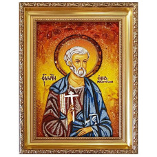 Икона из янтаря "Мученик Инна Новодунский" 15x20