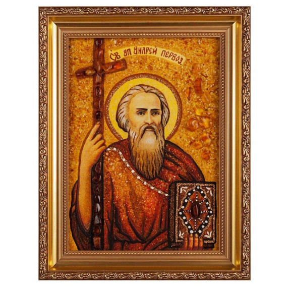 Икона из янтаря "Святой апостол Андрей Первозванный" 15x20 Икона из янтаря "Святой апостол Андрей Первозванный" 15x20