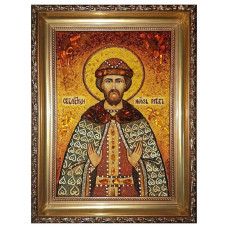 Икона из янтаря "Святой благоверный Глеб" 15x20