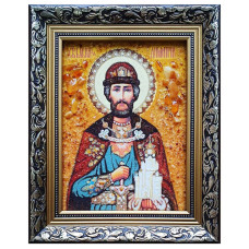 Икона из янтаря "Святой благоверный князь Димитрий" 15x20