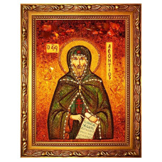 Икона из янтаря "Святой Леонтий" 15x20