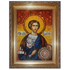 Икона из янтаря "Святой мученик Валерий" 15x20