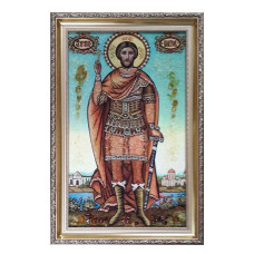 Икона из янтаря "Святой мученик Виктор" 15x20