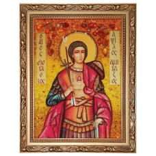 Икона из янтаря "Святой мученик Евстафий Апсильский" 15x20