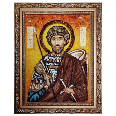 Икона из янтаря "Святой мученик Себастьян" 15x20
