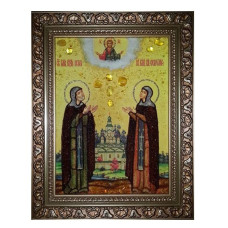Икона из янтаря "Святые князь Петр и княгиня Феврония" 15x20