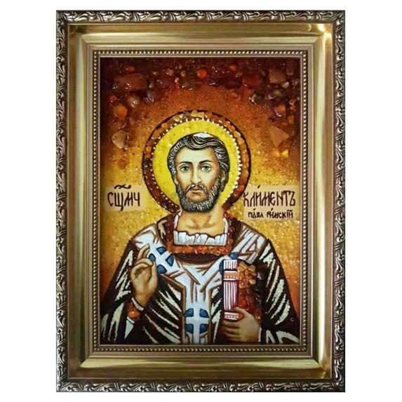 Икона из янтаря "Священномученик Климент папа Римский" 15x20