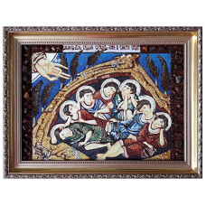 Икона из янтаря "Семь отроков Эфесских" 15x20