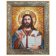 Икона из янтаря "Вседержитель" 15x20