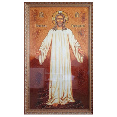 Икона из янтаря "Господь Грядущий" 15x20