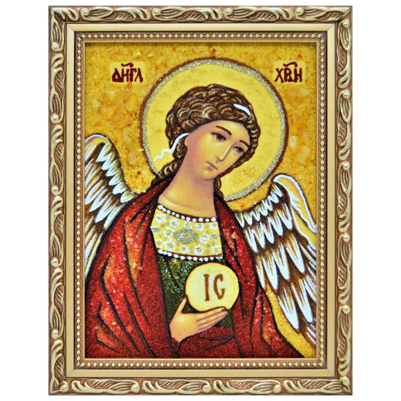 Икона из янтаря "Ангел Хранитель" 15x20