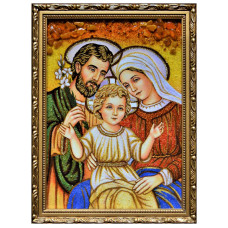 Икона из янтаря Святого Семейства 15x20