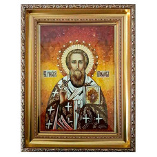 Икона из янтаря "Святой Григорий Богослов (Назианзин)" под стеклом 15x20 Икона из янтаря "Святой Григорий Богослов (Назианзин)" под стеклом 15x20