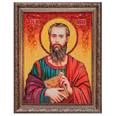 Икона из янтаря "Святой мученик Павел" 15x20