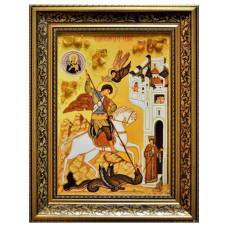 Икона из янтаря "Святой великомученик Георгий Победоносец" 15x20