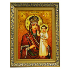 Икона из янтаря "Призри на смирение" 15x20