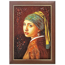 Картина из янтаря "Девушка с жемчужной серёжкой" 20x30 Картина из янтаря "Девушка с жемчужной серёжкой" 20x30