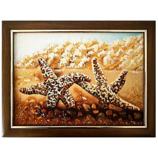 Картина из янтаря "Две морские звезды" 20x30