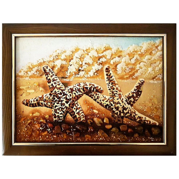 Картина из янтаря "Две морские звезды" 40x60