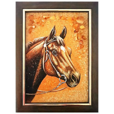 Картина из янтаря "Лошадь" 20x30