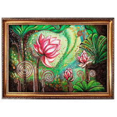 Картина из янтаря "Лотосы" 20x30