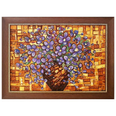 Картина из янтаря "Незабудки" 20x30