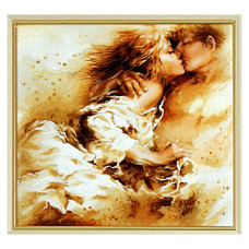 Картина из янтаря "Нежный поцелуй" 20x30