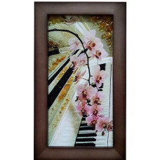 Картина из янтаря "Орхидеи на рояле" 20x30 Картина из янтаря "Орхидеи на рояле" 20x30