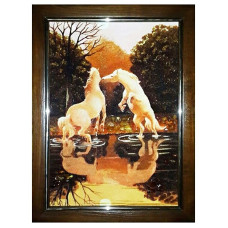 Картина из янтаря "Пара лошадей" 20x30